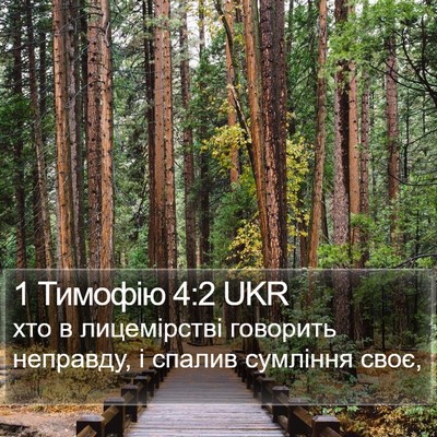 1 Тимофію 4:2 UKR Bible Verse Image