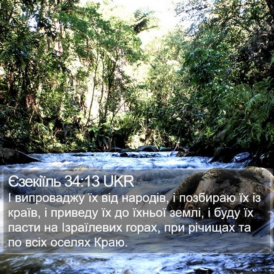 Єзекіїль 34:13 UKR Bible Verse Image