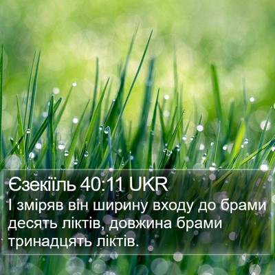 Єзекіїль 40:11 UKR Bible Verse Image