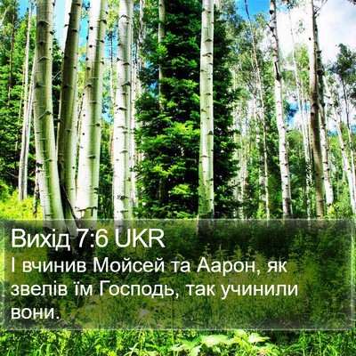 Вихід 7:6 UKR Bible Verse Image