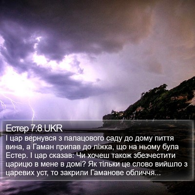 Естер 7:8 UKR Bible Verse Image