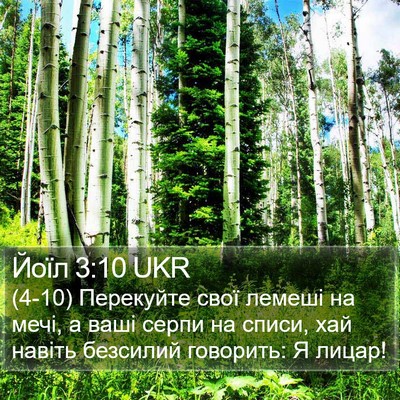 Йоїл 3:10 UKR Bible Verse Image