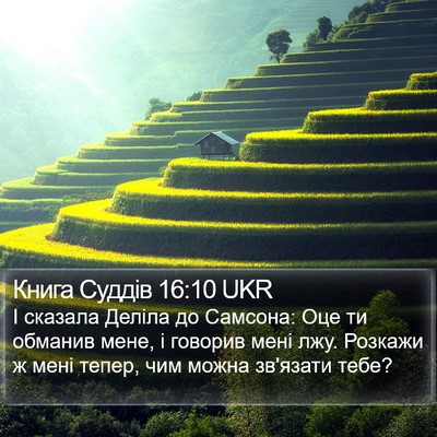 Книга Суддів 16:10 UKR Bible Verse Image