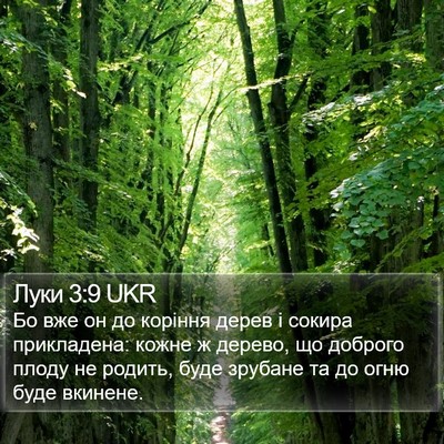 Луки 3:9 UKR Bible Verse Image