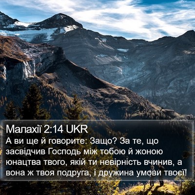 Малахії 2:14 UKR Bible Verse Image