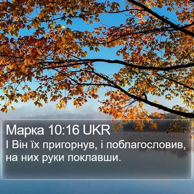 Марка 10:16 UKR Bible Verse Image