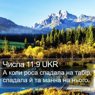 Числа 11:9 UKR Bible Verse Image