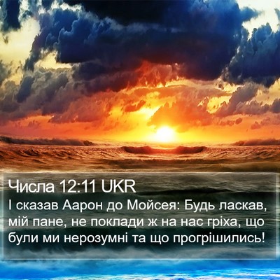 Числа 12:11 UKR Bible Verse Image
