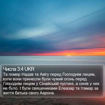 Числа 3:4 UKR Bible Verse Image