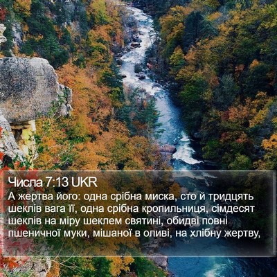 Числа 7:13 UKR Bible Verse Image