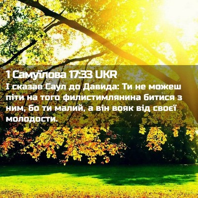 Picture 02 - 1 Самуїлова 17:33 UKR - І сказав Саул до Давида: Ти - Bible Verse Picture