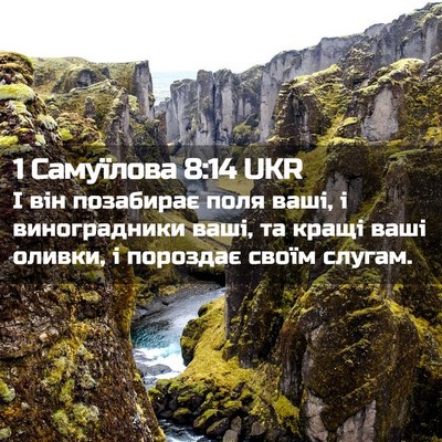 Picture 02 - 1 Самуїлова 8:14 UKR - І він позабирає поля ваші, - Bible Verse Picture