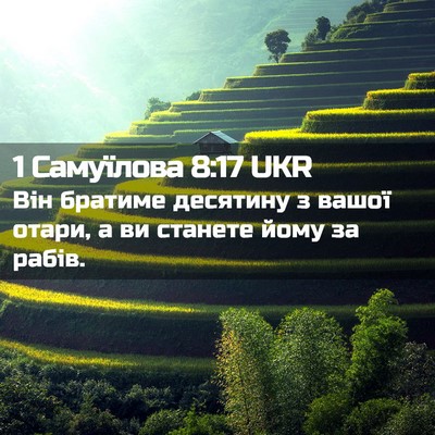 Picture 02 - 1 Самуїлова 8:17 UKR - Він братиме десятину з - Bible Verse Picture