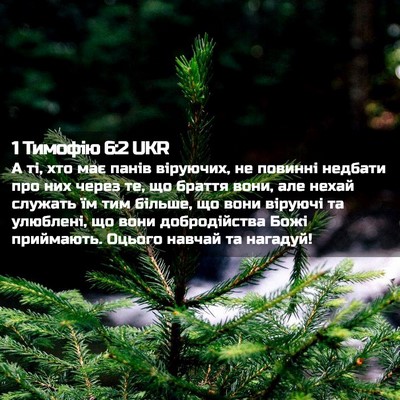 Picture 02 - 1 Тимофію 6:2 UKR - А ті, хто має панів - Bible Verse Picture