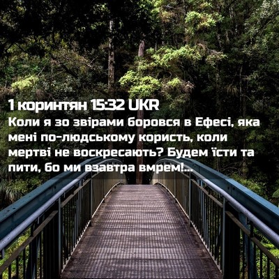 Picture 02 - 1 коринтян 15:32 UKR - Коли я зо звірами боровся в - Bible Verse Picture