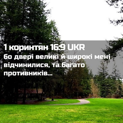 Picture 02 - 1 коринтян 16:9 UKR - бо двері великі й широкі - Bible Verse Picture