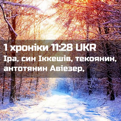 Picture 02 - 1 хроніки 11:28 UKR - Іра, син Іккешів, текоянин, - Bible Verse Picture