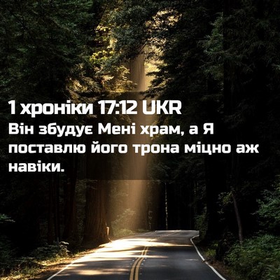 Picture 02 - 1 хроніки 17:12 UKR - Він збудує Мені храм, а Я - Bible Verse Picture