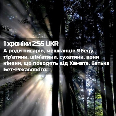Picture 02 - 1 хроніки 2:55 UKR - А роди писарів, мешканців - Bible Verse Picture