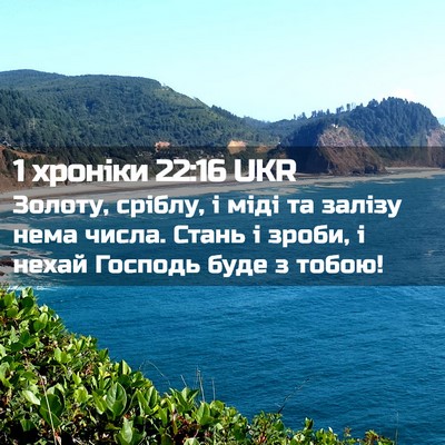 Picture 02 - 1 хроніки 22:16 UKR - Золоту, сріблу, і міді та - Bible Verse Picture