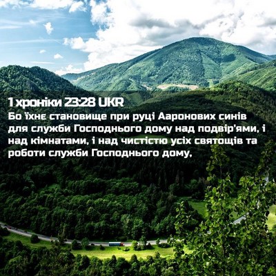 Picture 02 - 1 хроніки 23:28 UKR - Бо їхнє становище при руці - Bible Verse Picture