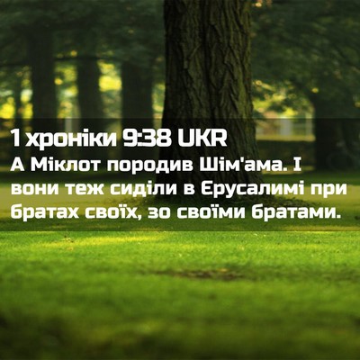 Picture 02 - 1 хроніки 9:38 UKR - А Міклот породив Шім'ама. І - Bible Verse Picture