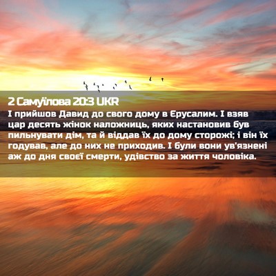 Picture 02 - 2 Самуїлова 20:3 UKR - І прийшов Давид до свого - Bible Verse Picture