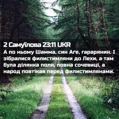 Picture 02 - 2 Самуїлова 23:11 UKR - А по ньому Шамма, син Аґе, - Bible Verse Picture