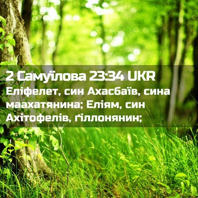 Picture 02 - 2 Самуїлова 23:34 UKR - Еліфелет, син Ахасбаїв, - Bible Verse Picture