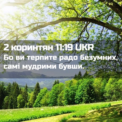 Picture 02 - 2 коринтян 11:19 UKR - Бо ви терпите радо - Bible Verse Picture