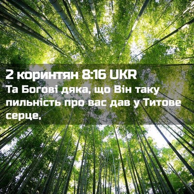 Picture 02 - 2 коринтян 8:16 UKR - Та Богові дяка, що Він таку - Bible Verse Picture