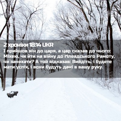 Picture 02 - 2 хроніки 18:14 UKR - І прийшов він до царя, а цар - Bible Verse Picture