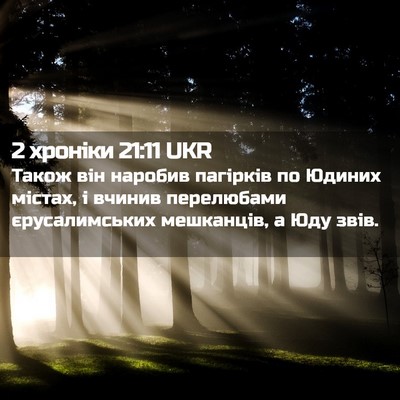 Picture 02 - 2 хроніки 21:11 UKR - Також він наробив пагірків - Bible Verse Picture