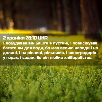 Picture 02 - 2 хроніки 26:10 UKR - І побудував він башти в - Bible Verse Picture