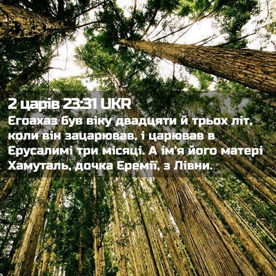 Picture 02 - 2 царів 23:31 UKR - Єгоахаз був віку двадцяти - Bible Verse Picture