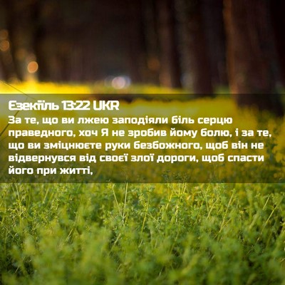 Picture 02 - Єзекіїль 13:22 UKR - За те, що ви лжею заподіяли - Bible Verse Picture