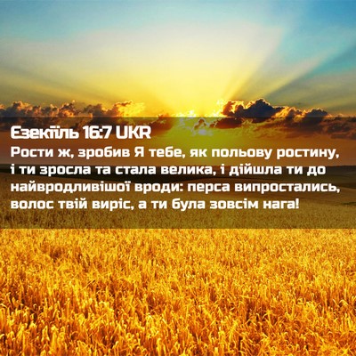 Picture 02 - Єзекіїль 16:7 UKR - Рости ж, зробив Я тебе, як - Bible Verse Picture