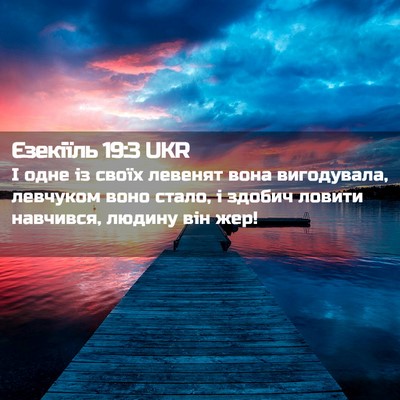Picture 02 - Єзекіїль 19:3 UKR - І одне із своїх левенят - Bible Verse Picture