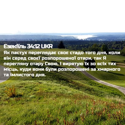 Picture 02 - Єзекіїль 34:12 UKR - Як пастух переглядає своє - Bible Verse Picture