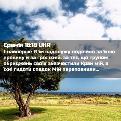 Picture 02 - Єремія 16:18 UKR - І найперше Я їм надолужу - Bible Verse Picture