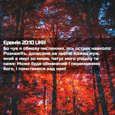 Picture 02 - Єремія 20:10 UKR - Бо чув я обмову численних, - Bible Verse Picture
