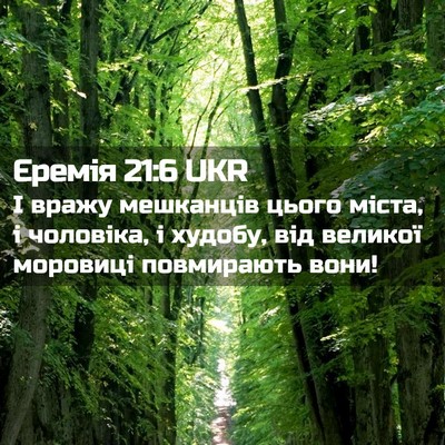 Picture 02 - Єремія 21:6 UKR - І вражу мешканців цього - Bible Verse Picture