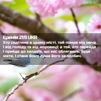 Picture 02 - Єремія 21:9 UKR - Хто сидітиме в цьому місті, - Bible Verse Picture