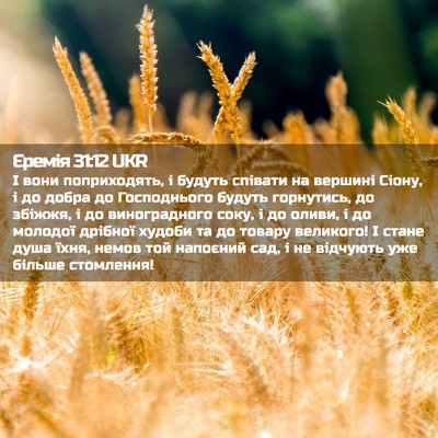 Picture 02 - Єремія 31:12 UKR - І вони поприходять, і - Bible Verse Picture