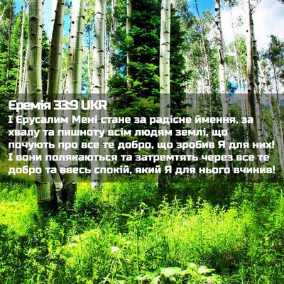 Picture 02 - Єремія 33:9 UKR - І Єрусалим Мені стане за - Bible Verse Picture