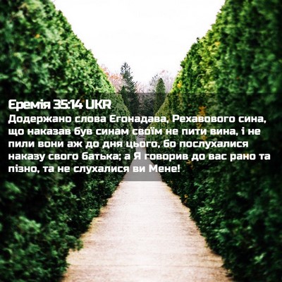 Picture 02 - Єремія 35:14 UKR - Додержано слова Єгонадава, - Bible Verse Picture
