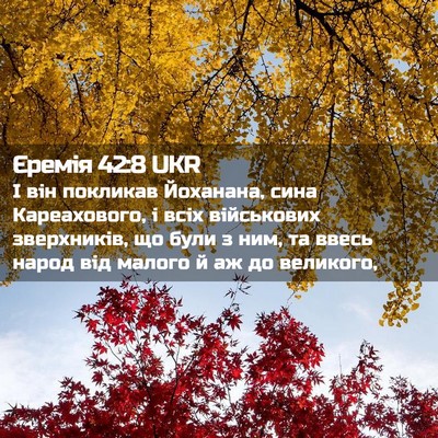 Picture 02 - Єремія 42:8 UKR - І він покликав Йоханана, - Bible Verse Picture
