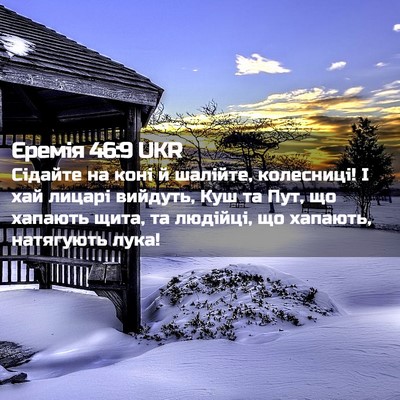 Picture 02 - Єремія 46:9 UKR - Сідайте на коні й шалійте, - Bible Verse Picture