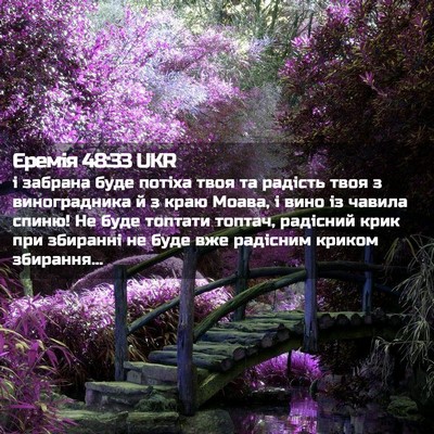 Picture 02 - Єремія 48:33 UKR - і забрана буде потіха твоя - Bible Verse Picture