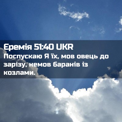 Picture 02 - Єремія 51:40 UKR - Поспускаю Я їх, мов овець - Bible Verse Picture